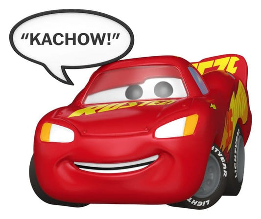 Funko Pop! Lightning McQueen figure from Disney Pixar Cars with Kachow speech bubble