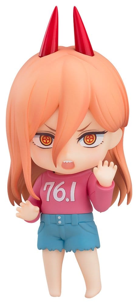 Good Smile Company Nendoroid Basic Power from Chainsaw Man in casual pink top and denim shorts