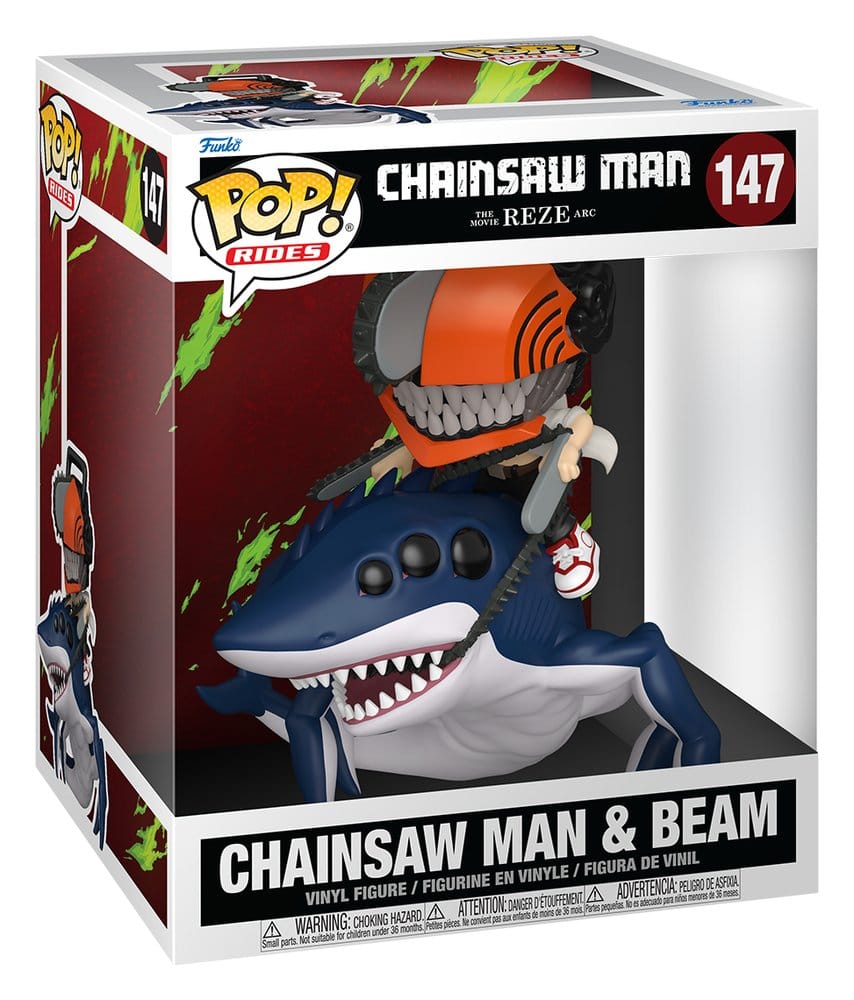 Funko Chainsaw Man POP! Rides Deluxe Chainsaw Man & Beam vinyl figure in box, number 147