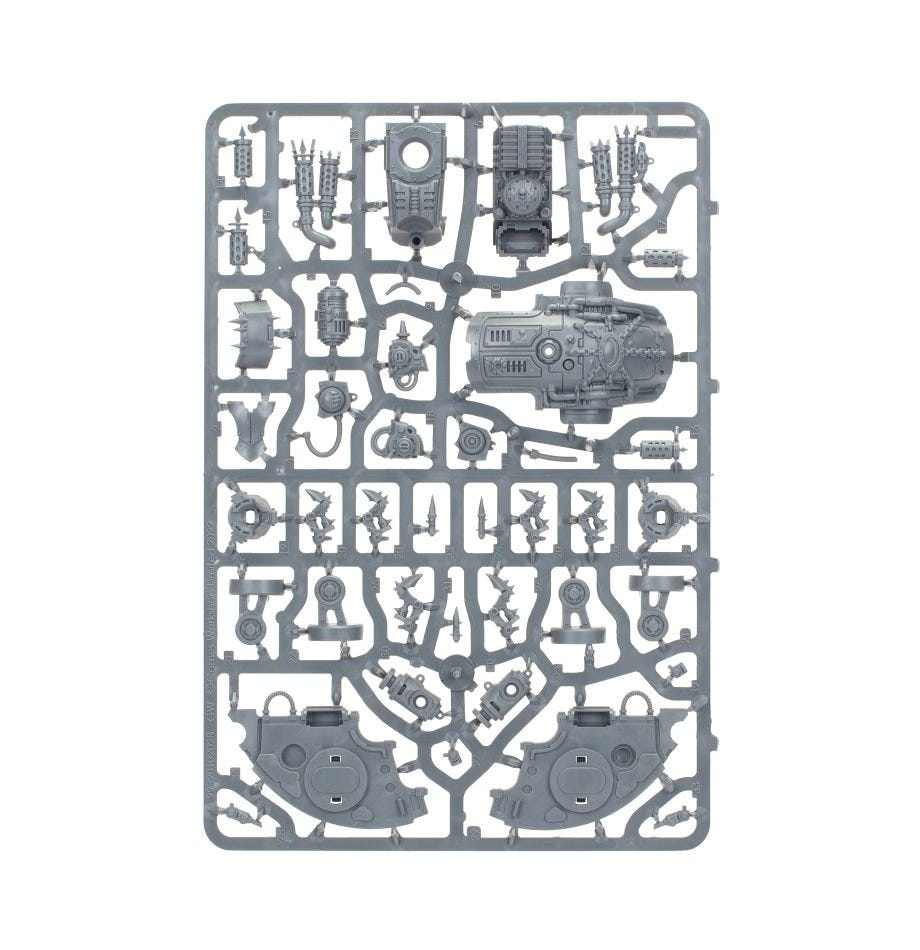 Chaos Knights War Dogs unpainted plastic sprue, frame 1 of 3