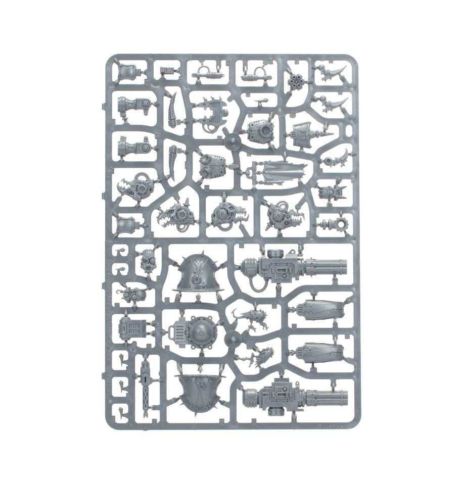 Chaos Knights War Dogs unpainted plastic sprue, frame 3 of 3