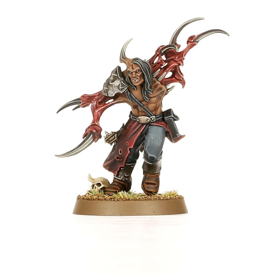 Painted Accursed Cultist with a long red bladed arm, Chaos Space Marines