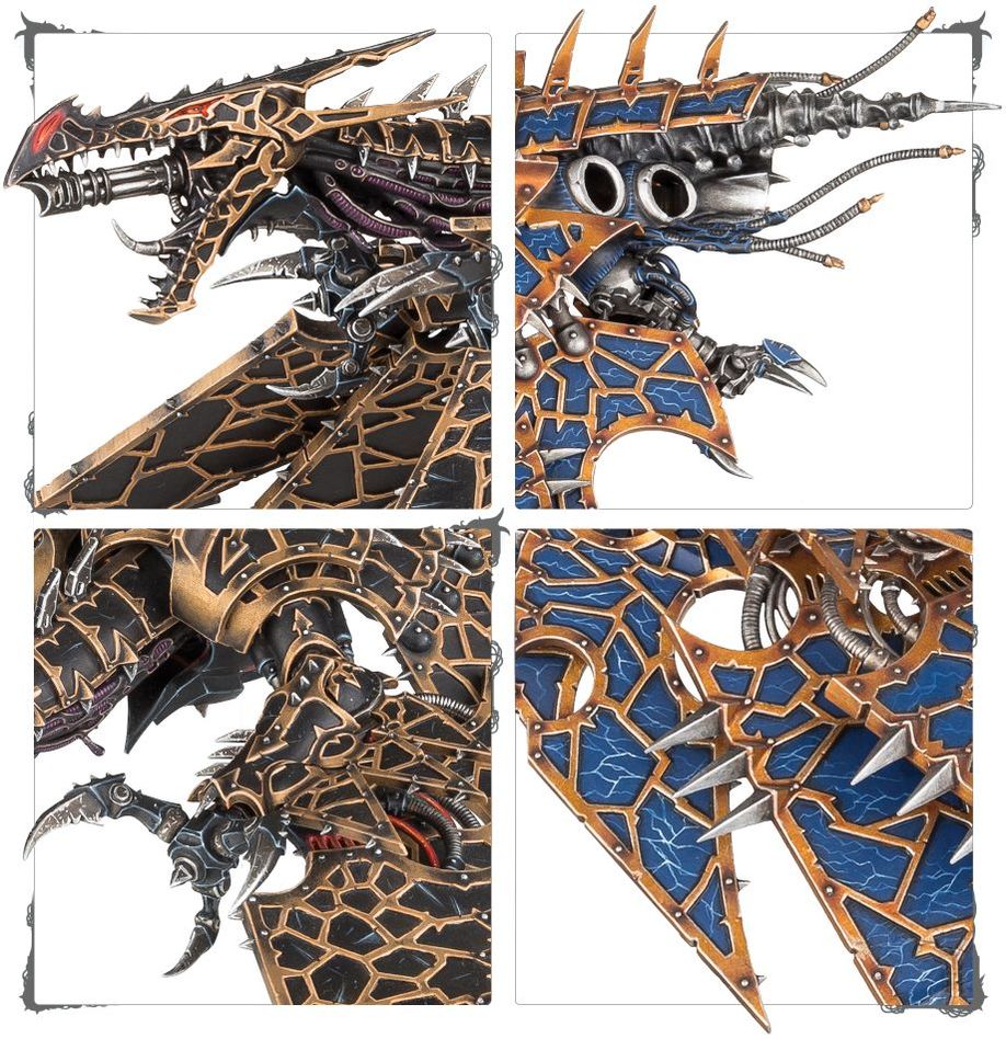 Close-ups of the Heldrake's jaws, cable detail, claws and wing plates