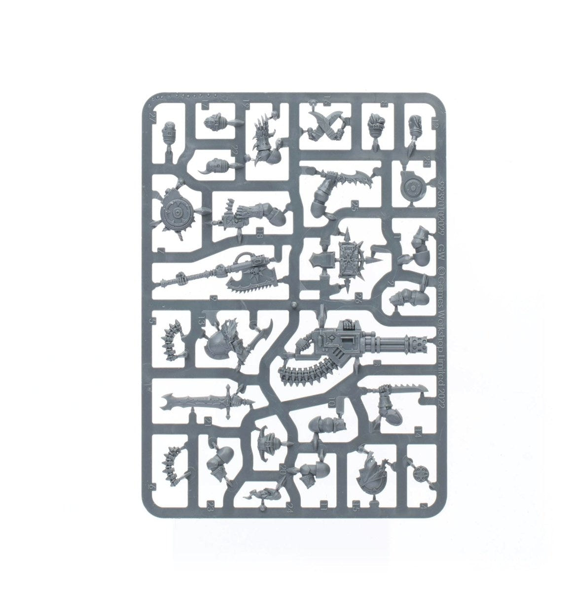 Chaos Space Marines Legionaries unpainted plastic sprue, frame 1 of 4