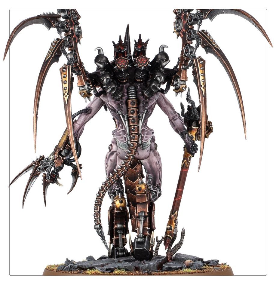 Rear view of painted Vashtorr the Arkifane showing his back, spine and wing blades