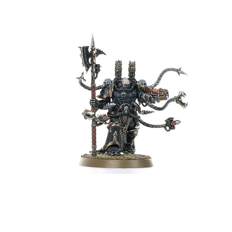 Smaller front view of the painted Chaos Space Marines Warpsmith on its oval base