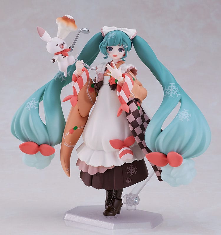 figma Snow Miku Winter Delicacy Ver. front view on a clear stand, Hatsune Miku