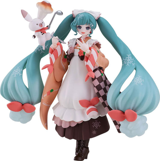 Max Factory figma Snow Miku Winter Delicacy Ver. in apron dress with bunny companion