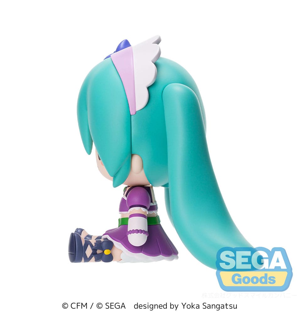 Hatsune Miku x Love and Berry Fuwa Petit figure side view with purple flower headdress