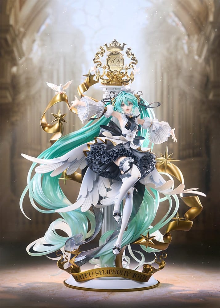 Hatsune Miku Symphony 10th Anniversary 1/7 figure in a sunlit cathedral-style setting