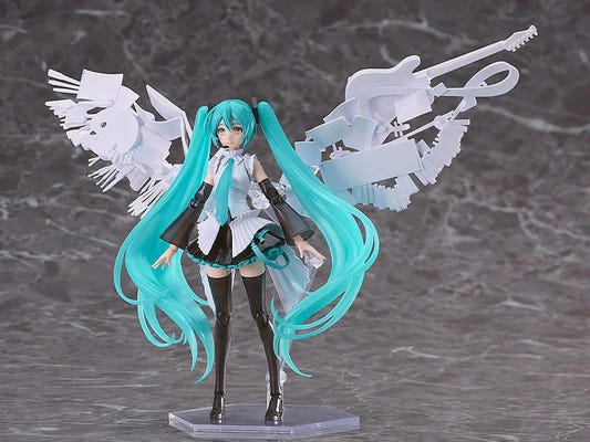Max Factory Plamatea Hatsune Miku Happy 16th Birthday Ver. kit built with white wings, front view