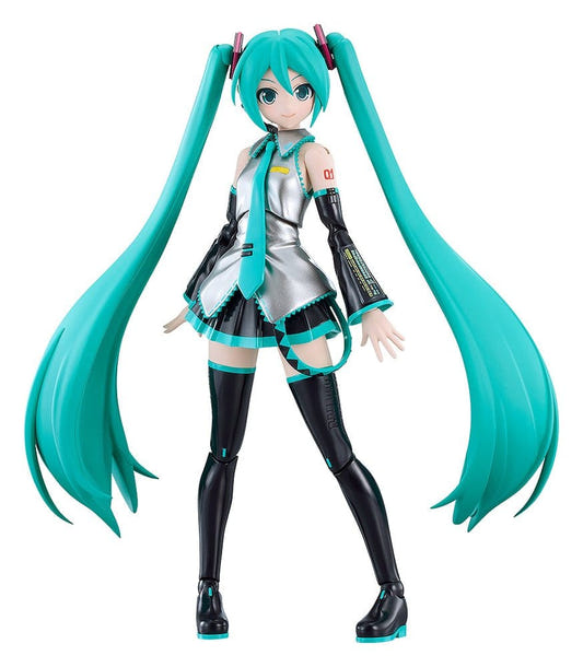 Hatsune Miku Plamatea plastic model kit built, standing figure with long teal twintails