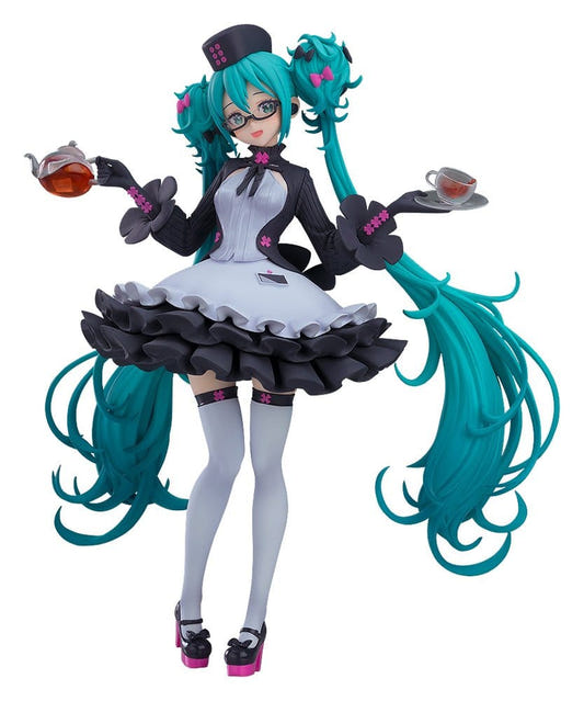 Good Smile Company Pop Up Parade Hatsune Miku: Glasses x Café Ver. figure holding teapot and teacup