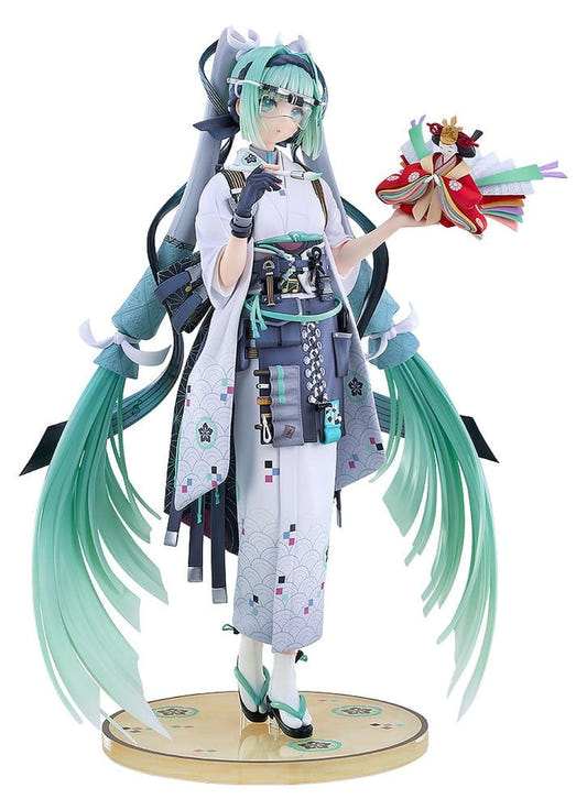 Good Smile Company Hatsune Miku Smile x Future Ver. 1/7 figure in kimono holding a small doll