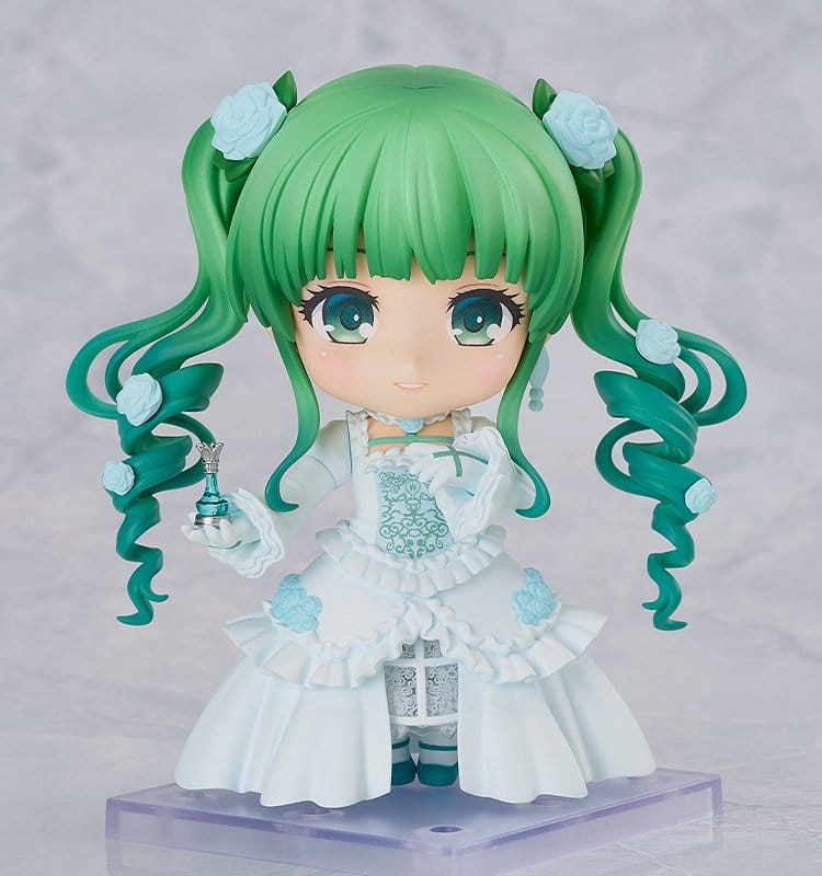 Nendoroid Hatsune Miku Cantarella Ver. on clear stand, front view on grey background