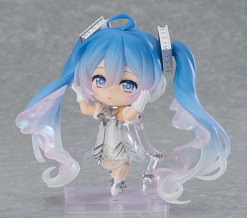 Hatsune Miku Symphony Sapporo Nendoroid in a dancing pose with arms raised