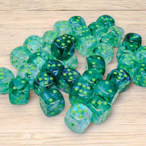 Chessex - Borealis 12mm D6 Dice Block - Kelp - Loaded Dice