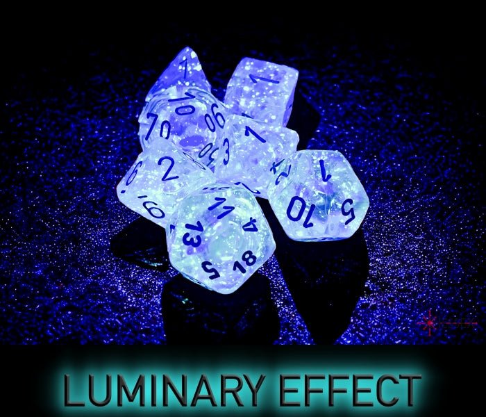 Chessex - Borealis Polyhedral 7 Dice Set - Luminary Icicle light blue - Loaded Dice