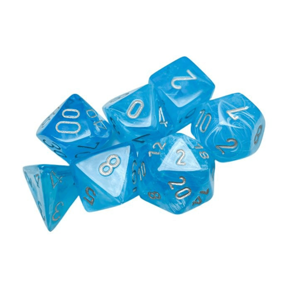 Chessex - Borealis Polyhedral 7 Dice Set - Luminary Sky Silver - Loaded Dice