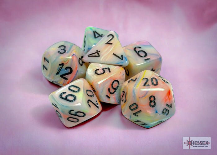 Chessex - Festive Polyhedral 7 Dice Set - Circus with Black - Loaded Dice