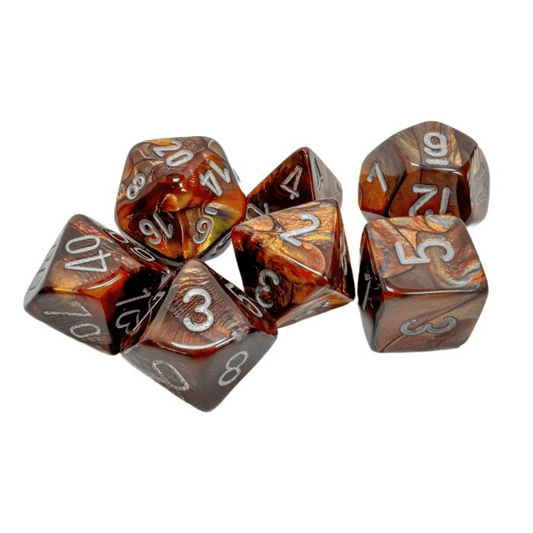 Chessex - Lustrous Polyhedral 7 Dice Set - Gold with Silver - Loaded Dice