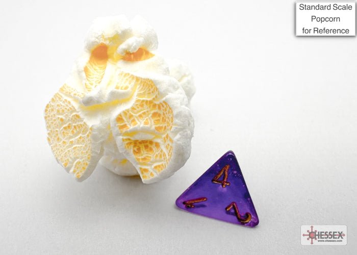 Chessex - Mini Borealis Polyhedral 7 Die Set - Luminary Royal Purple & Gold - Loaded Dice