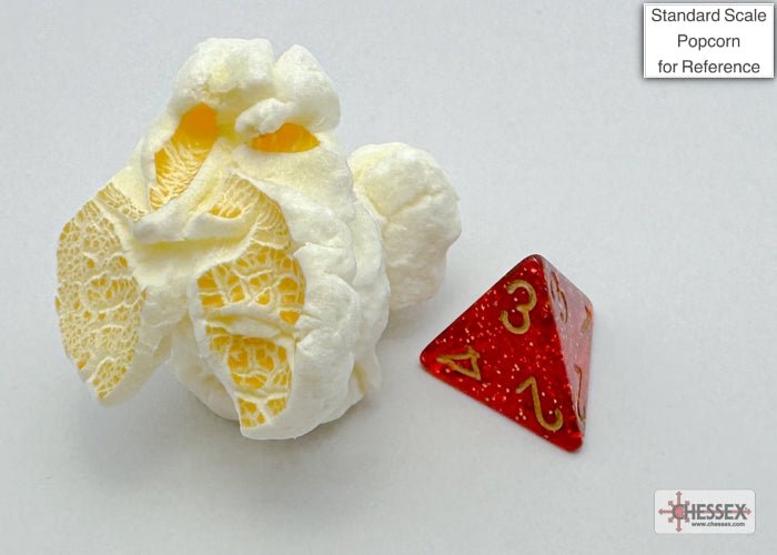 Chessex - Mini Glitter Polyhedral 7 Die Set - Ruby Gold - Loaded Dice