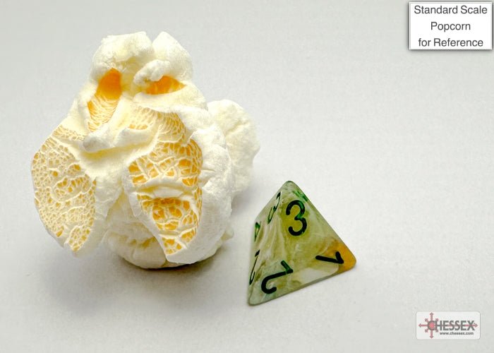 Chessex - Mini Marble Polyhedral 7 Die Set - Green & Dark Green - Loaded Dice