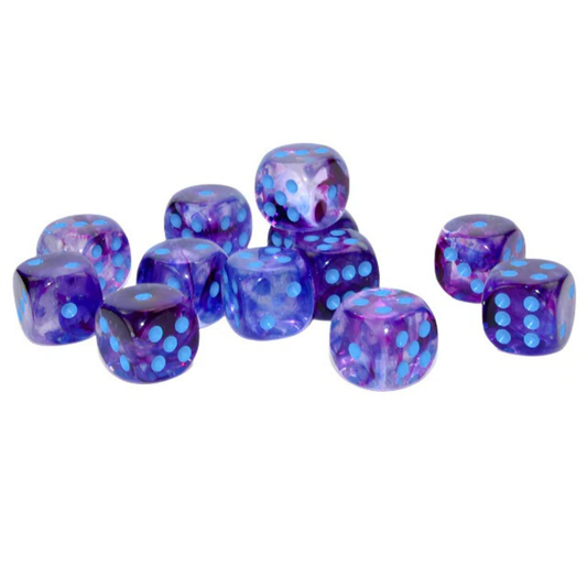 Chessex - Nebula 16mm D6 Dice Block - Luminary Nocturnal Blue Dice Block - Loaded Dice