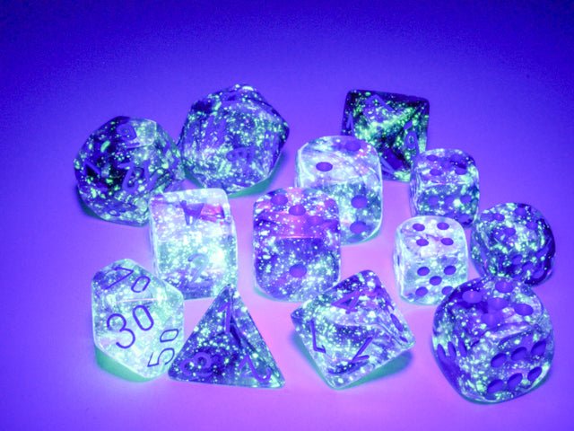 Chessex - Nebula 16mm D6 Dice Block - Luminary Nocturnal Blue Dice Block - Loaded Dice