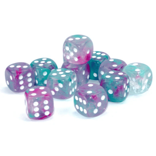 Chessex - Nebula 16mm D6 Dice Block - Luminary Wisteria White Dice Block - Loaded Dice