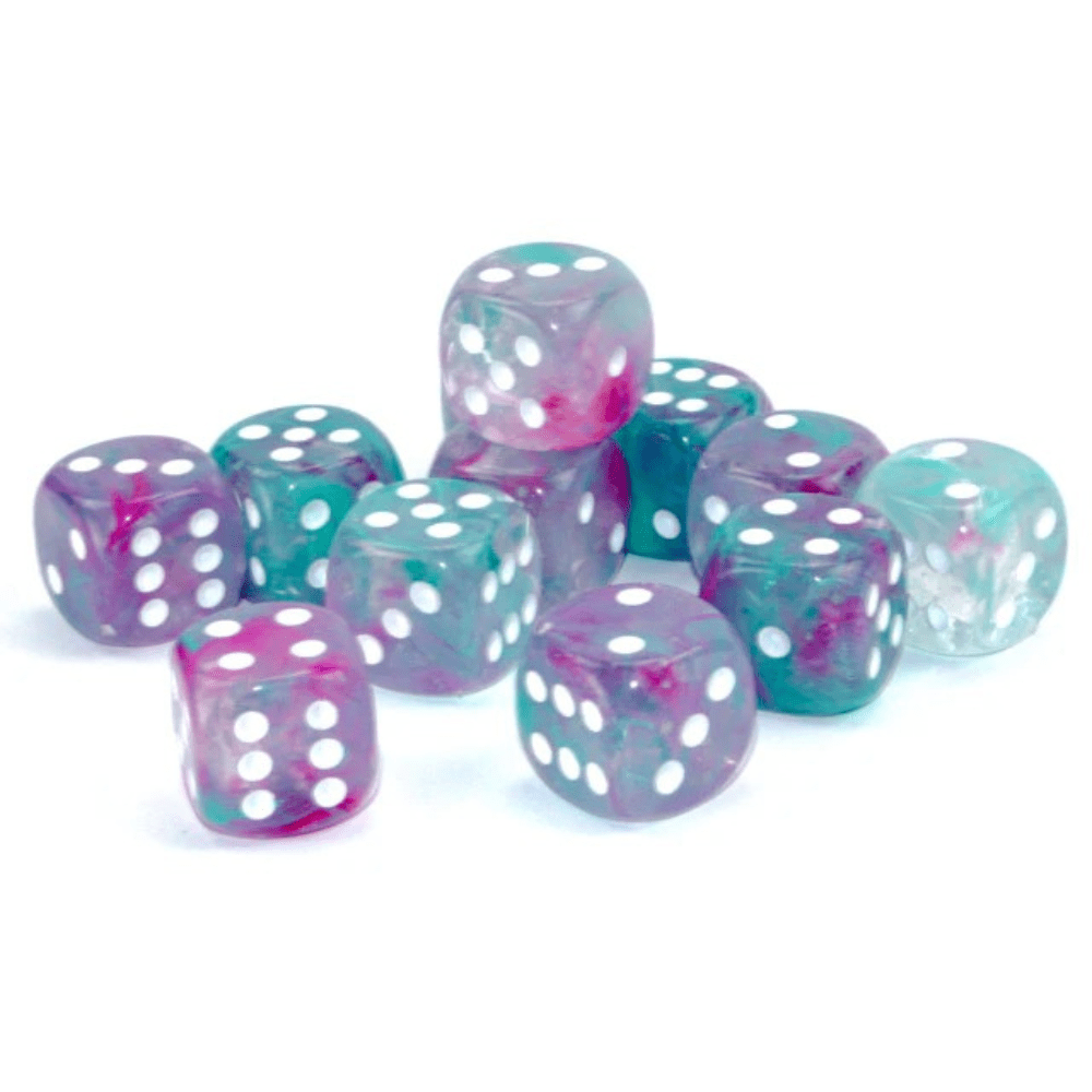 Chessex - Nebula 16mm D6 Dice Block - Luminary Wisteria White Dice Block - Loaded Dice
