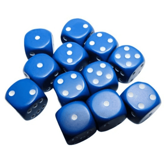 Chessex - Opaque 16mm D6 Dice Block - Blue with White - Loaded Dice
