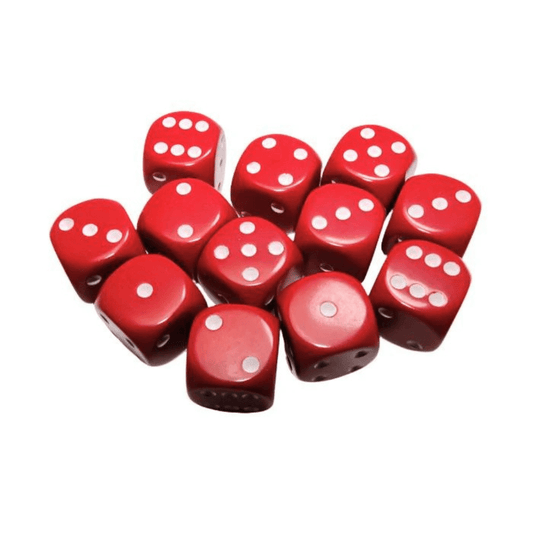 Chessex - Opaque 16mm D6 Dice Block - Red with White - Loaded Dice