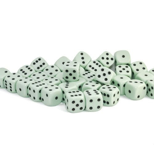 Chessex - Opaque Pastel 12mm D6 Dice Block - Green/Black - Loaded Dice