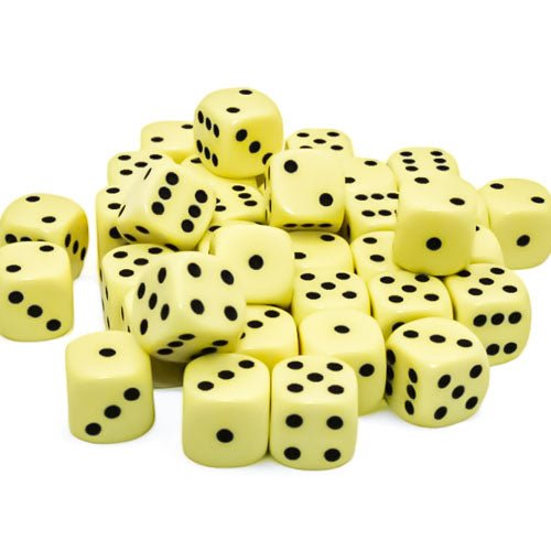 Chessex - Opaque Pastel 12mm D6 Dice Block - Yellow/Black - Loaded Dice