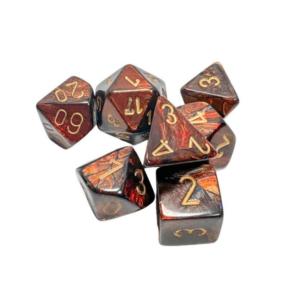 Chessex - Scarab Polyhedral 7 Dice Set - Blue Blood with Gold - Loaded Dice
