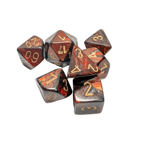Chessex - Scarab Polyhedral 7 Dice Set - Blue Blood with Gold - Loaded Dice