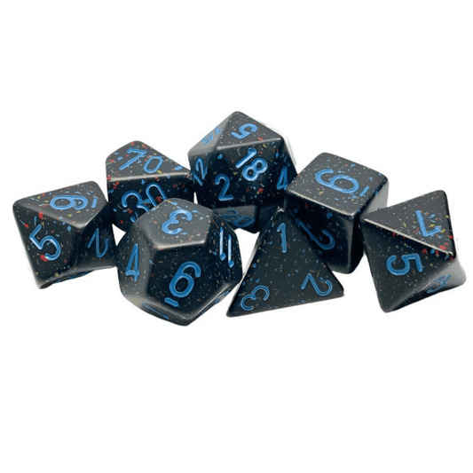 Chessex - Speckled Polyhedral 7 Dice Set - Blue Stars - Loaded Dice