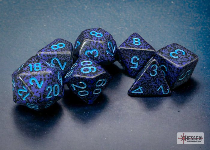 Chessex - Speckled Polyhedral 7 Dice Set - Cobalt - Loaded Dice