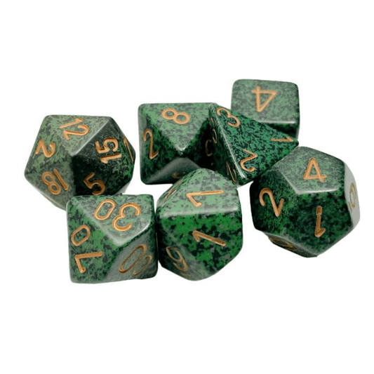 Chessex - Speckled Polyhedral 7 Dice Set - Golden Recon - Loaded Dice