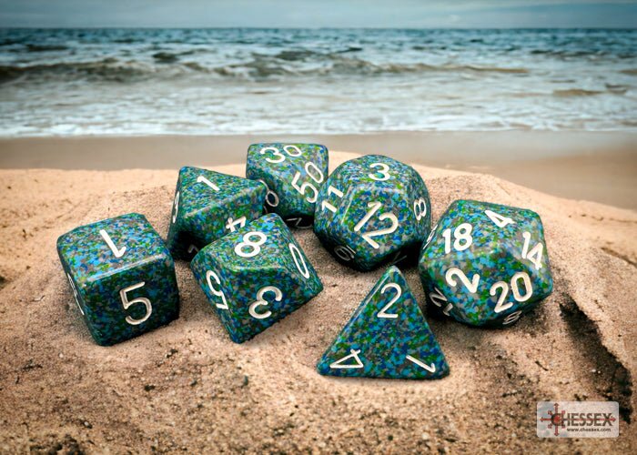 Chessex - Speckled Polyhedral 7 Dice Set - Sea - Loaded Dice