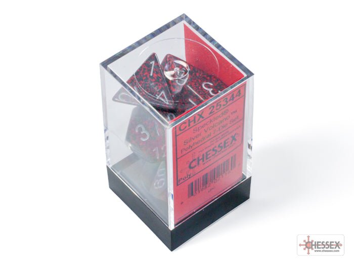 Chessex - Speckled Polyhedral 7 Dice Set - Silver Volcano - Loaded Dice
