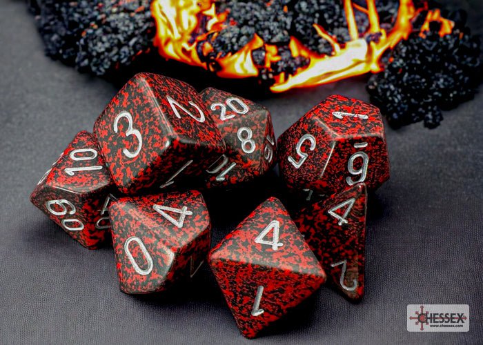 Chessex - Speckled Polyhedral 7 Dice Set - Silver Volcano - Loaded Dice
