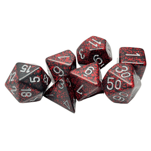 Chessex - Speckled Polyhedral 7 Dice Set - Silver Volcano - Loaded Dice
