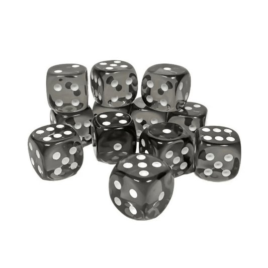 Chessex - Translucent 16mm D6 Dice Block - Smoke with White - Loaded Dice