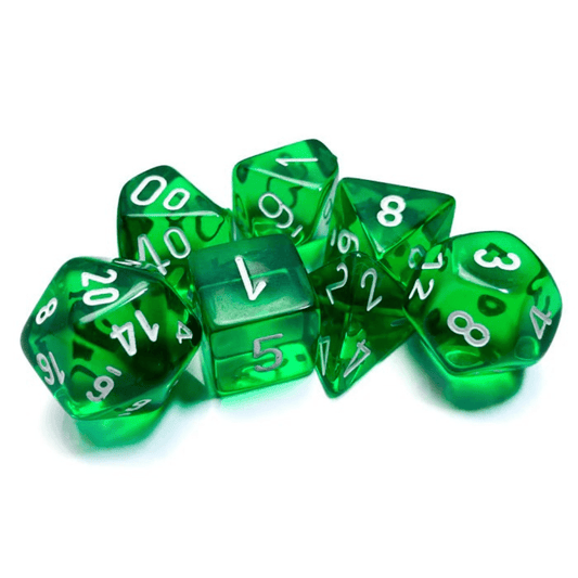 Chessex - Translucent Polyhedral 7 Dice Set - Green & White - Loaded Dice