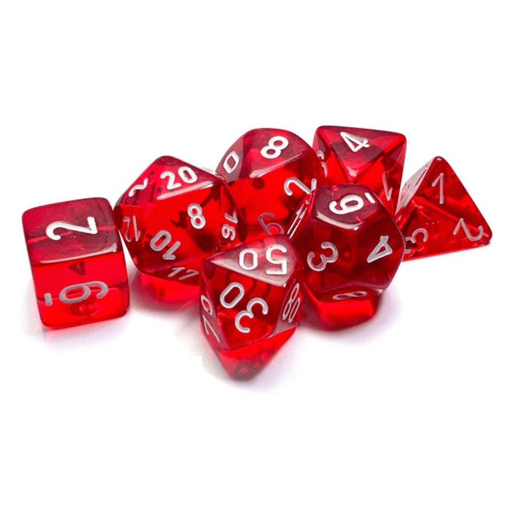 Chessex - Translucent Polyhedral 7 Dice Set - Red & White - Loaded Dice