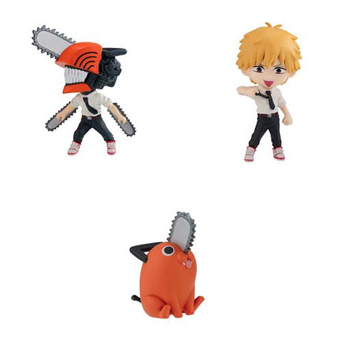 Chibi Masters Chainsaw Man Wave 01 figures: Denji as Chainsaw Man, human-form Denji and Pochita