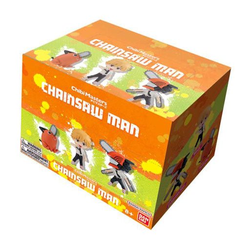 Chibi Masters Chainsaw Man Wave 01 orange display box showing the chibi figures